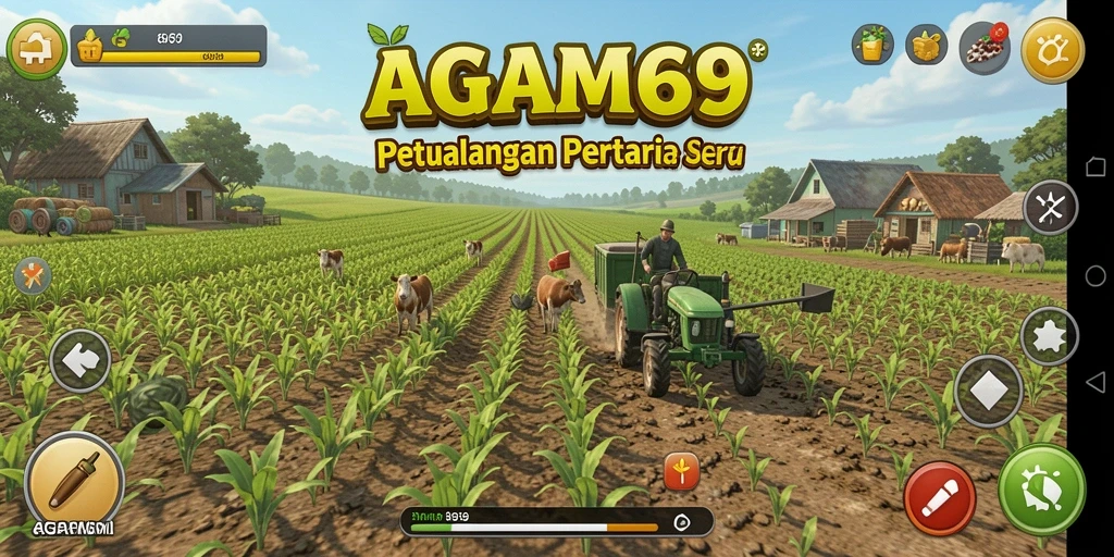 Screenshot AGAM69 menampilkan kegiatan bertani yang seru dan interaktif.