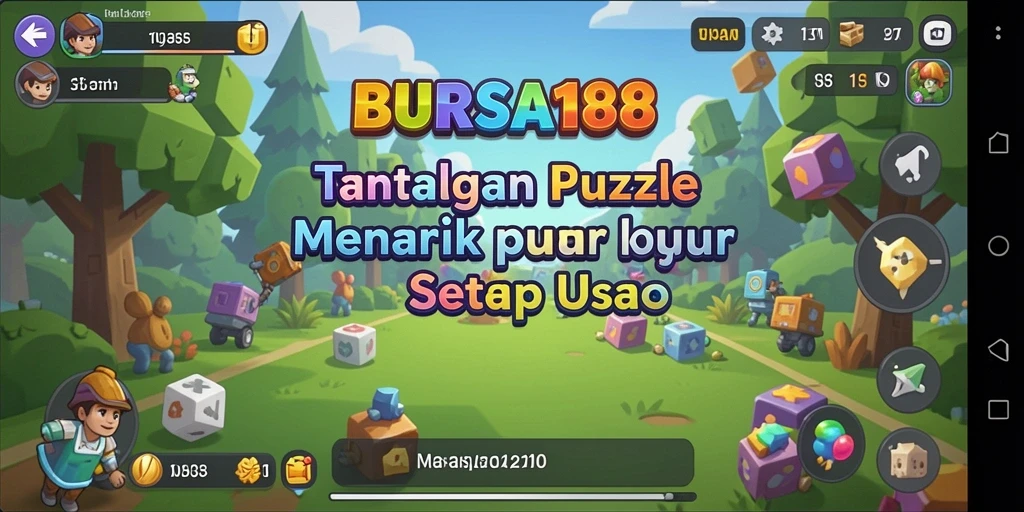 Screenshot gameplay BURSA188 menampilkan teka-teki seru yang penuh warna.