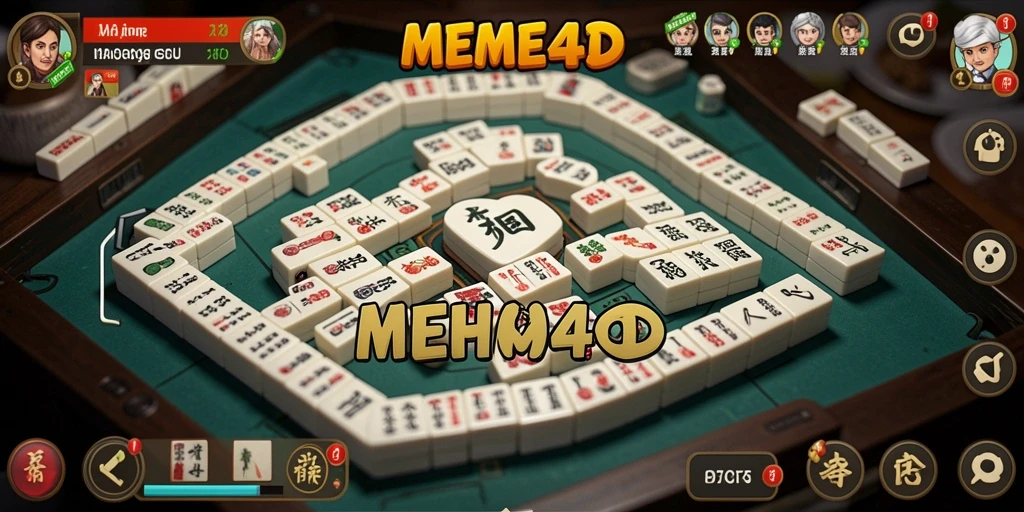 Screenshot gameplay MEME4D menampilkan papan permainan Mahjong yang dinamis.