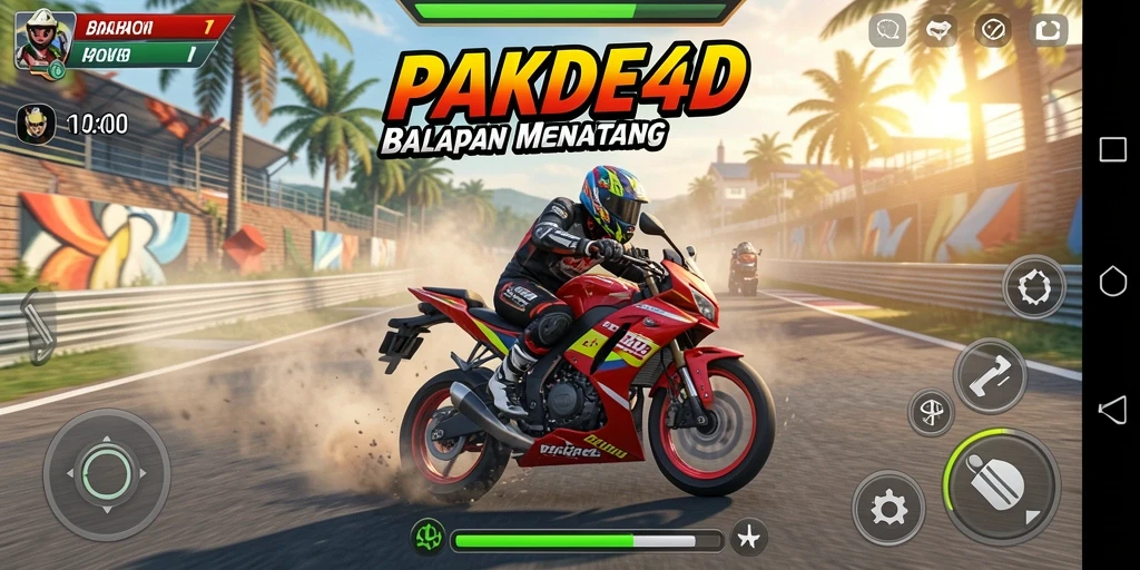 Screenshot memperlihatkan aksi balapan motor yang seru.