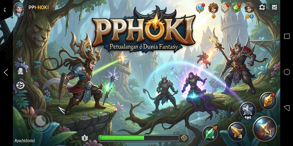 Screenshot gameplay PPHOKI menampilkan pertarungan yang mendebarkan di dunia fantasi.